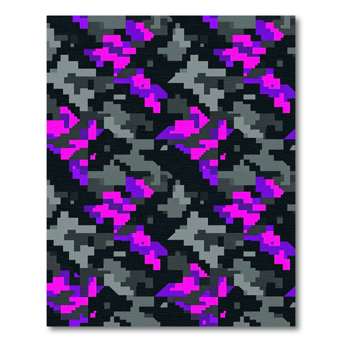 Neon Purple and Charcoal Pixel Camo Rug