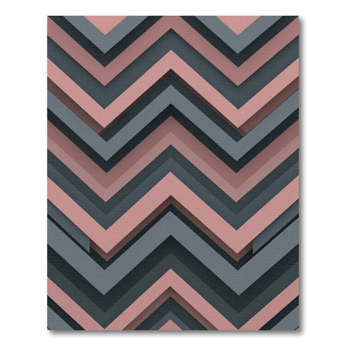 Modern Dusty Rose Slate Chevron Zigzag Rug
