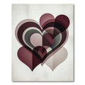 Modern Burgundy Overlapping Hearts Art Rug