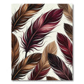 Sophisticated Crimson and Earthy Feather Composition Rug