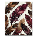 Sophisticated Crimson and Earthy Feather Composition Rug
