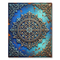 Gilded Blue Ornamental Floral Medallion Rug