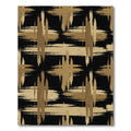 Modern Gold Black Abstract Brush Plaid Rug