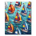 Colorful Sailboats Racing on Water Rug