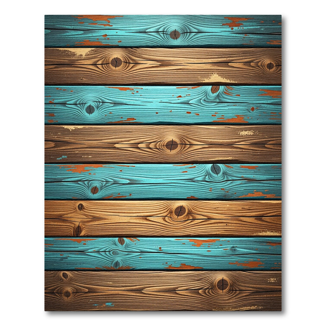 Distressed Aqua Wood Plank Texture Rug