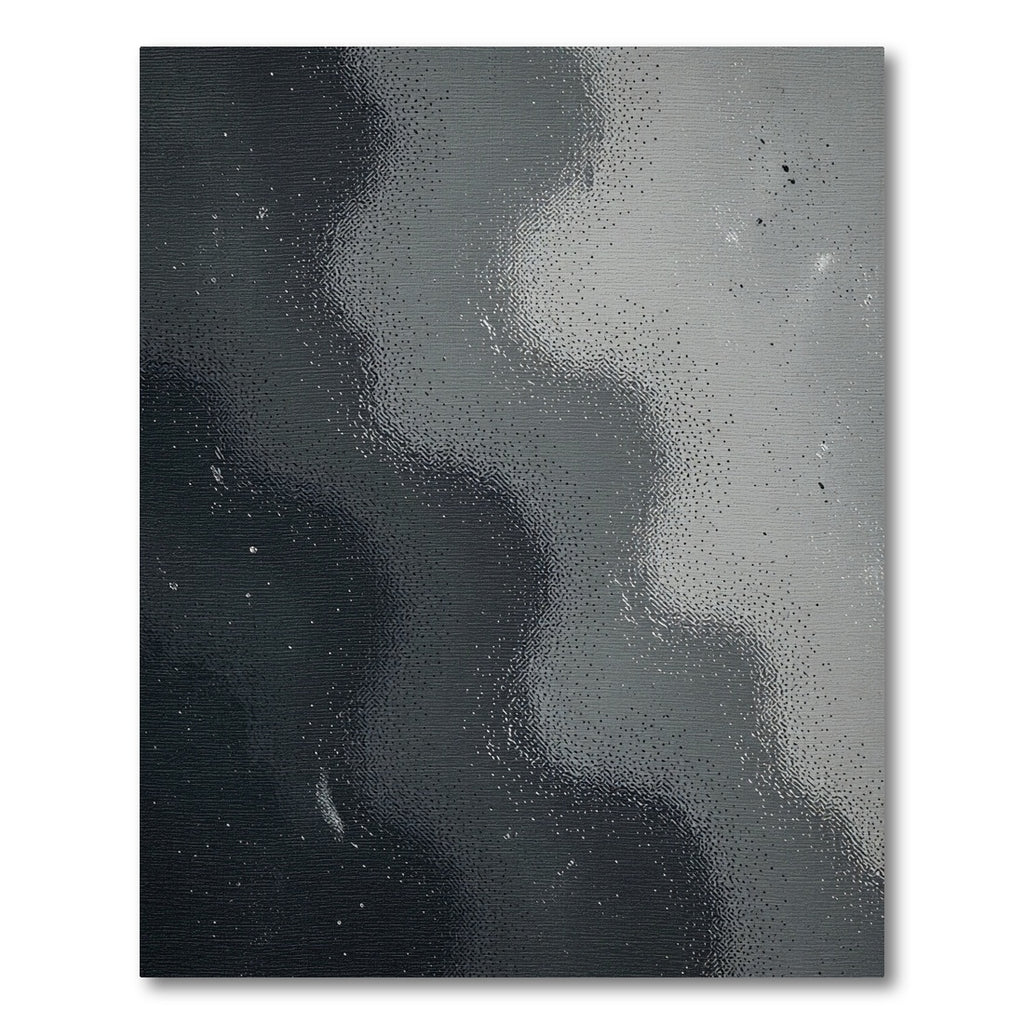Modern Dark Monochrome Abstract Flow Rug