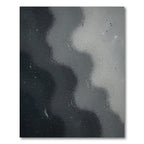 Modern Dark Monochrome Abstract Flow Rug