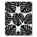 Bold Black Tropical Monstera Leaves Rug