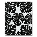 Bold Black Tropical Monstera Leaves Rug