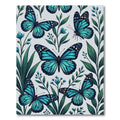 Vibrant Azure Butterfly Botanical Meadow Rug