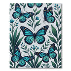 Vibrant Azure Butterfly Botanical Meadow Rug
