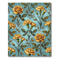 Golden Floral Blossom Garden Rug