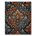 Ornate Gold Silver Damask Scrolls Rug