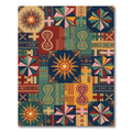 Geometric Sunburst Sundial Patchwork Rug