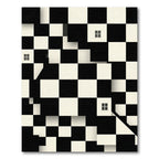 Modern Monochrome Geometric Architectural Grid Rug