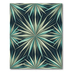 Teal Mint Geometric Sunburst Star Rug