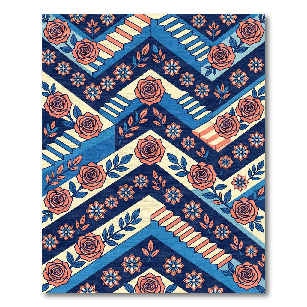Coral Rose Staircase Chevron Rug