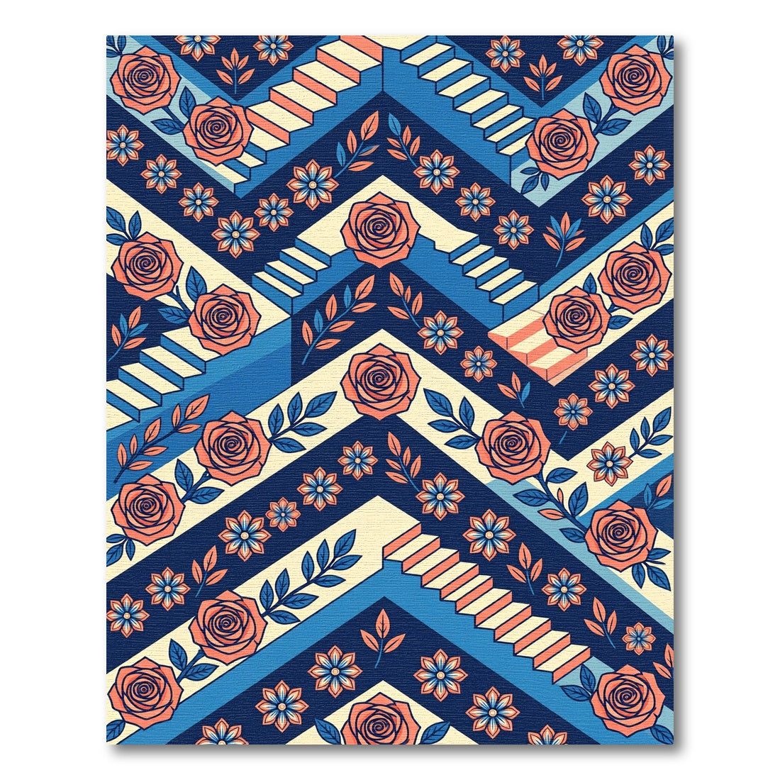 Coral Rose Staircase Chevron Rug