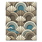 Art Deco Seashell and Teal Wave Rug