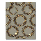 Antique Gold Floral Wreath Arrangement Rug