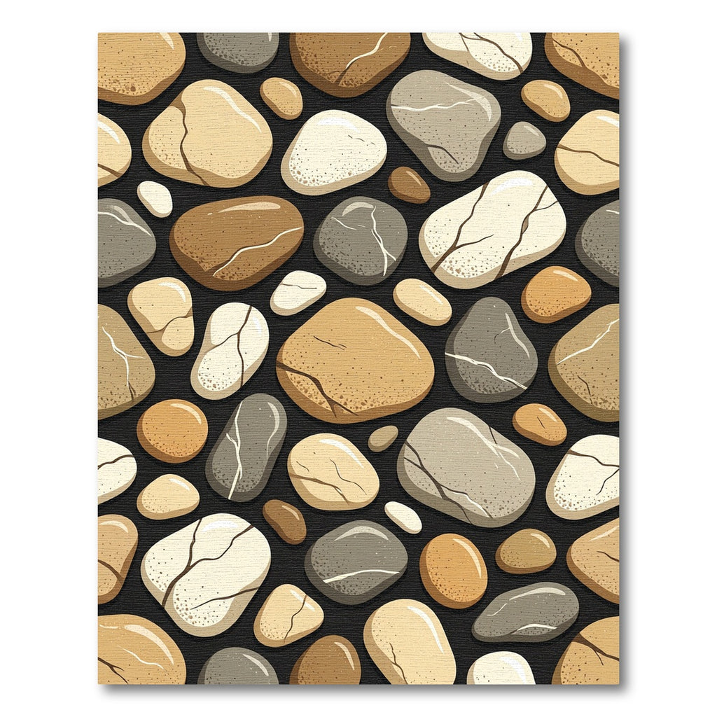 Neutral Earthy Tones Abstract River Stones Rug