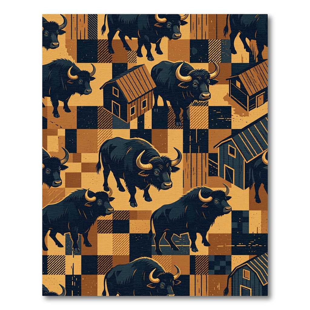 Black Bull Farmhouse Grid Tapestry Rug