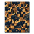 Black Bull Farmhouse Grid Tapestry Rug