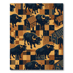 Black Bull Farmhouse Grid Tapestry Rug