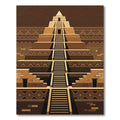 Geometric Brown Step Pyramid Art Rug