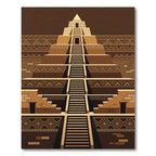 Geometric Brown Step Pyramid Art Rug