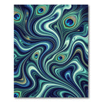 Fluid Teal Peacock Feather Swirl Rug