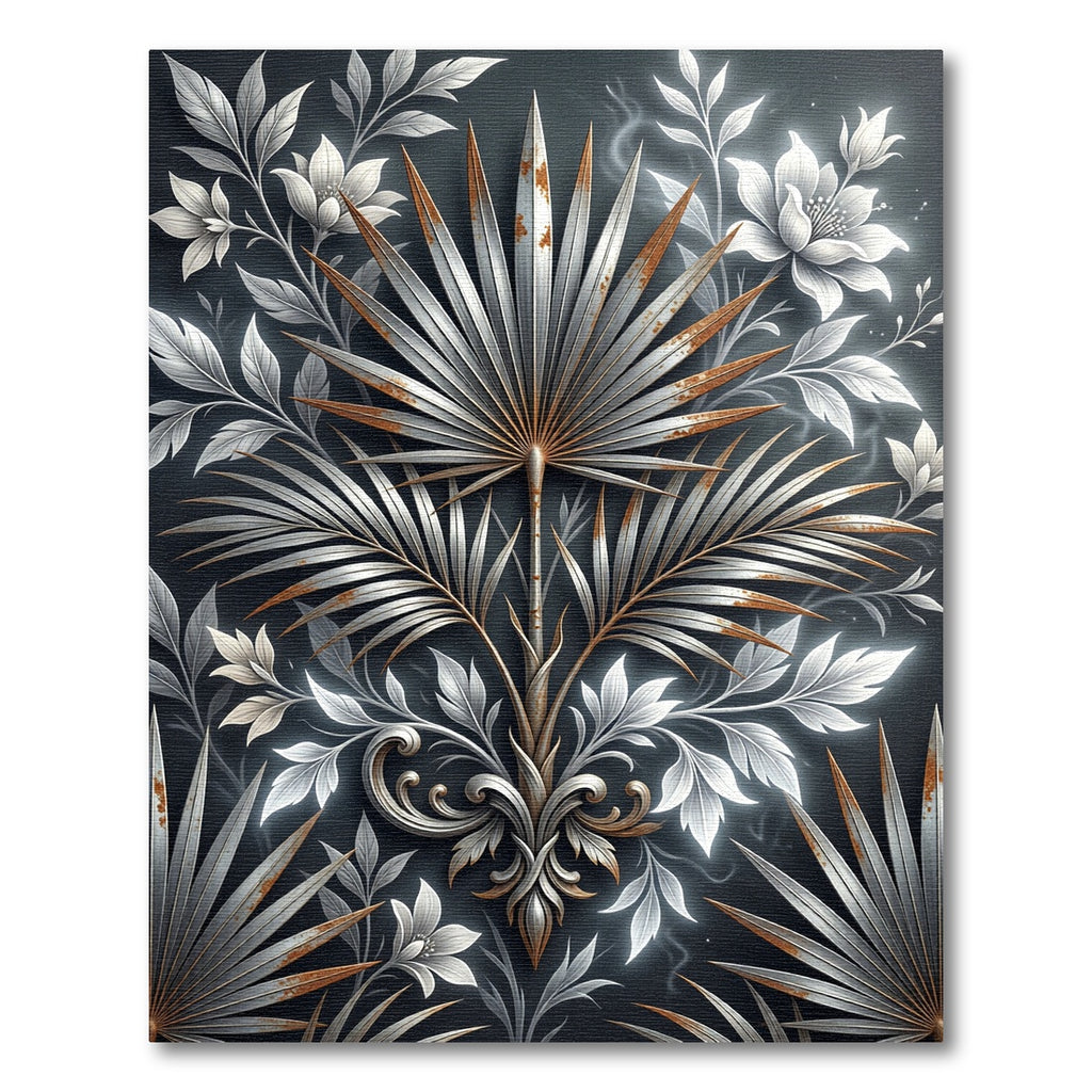 Antique Silver Floral Foliage Rug