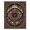 Ornate Burgundy Floral Damask Scroll Medallion Rug