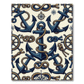 Nautical Anchor Navy And Gold Compass Rug