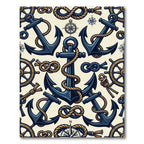 Nautical Anchor Navy And Gold Compass Rug