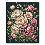 Soft Pink Peony Garden Floral Bouquet Rug