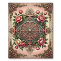 Vintage Pink Floral Ornate Medallion Rug