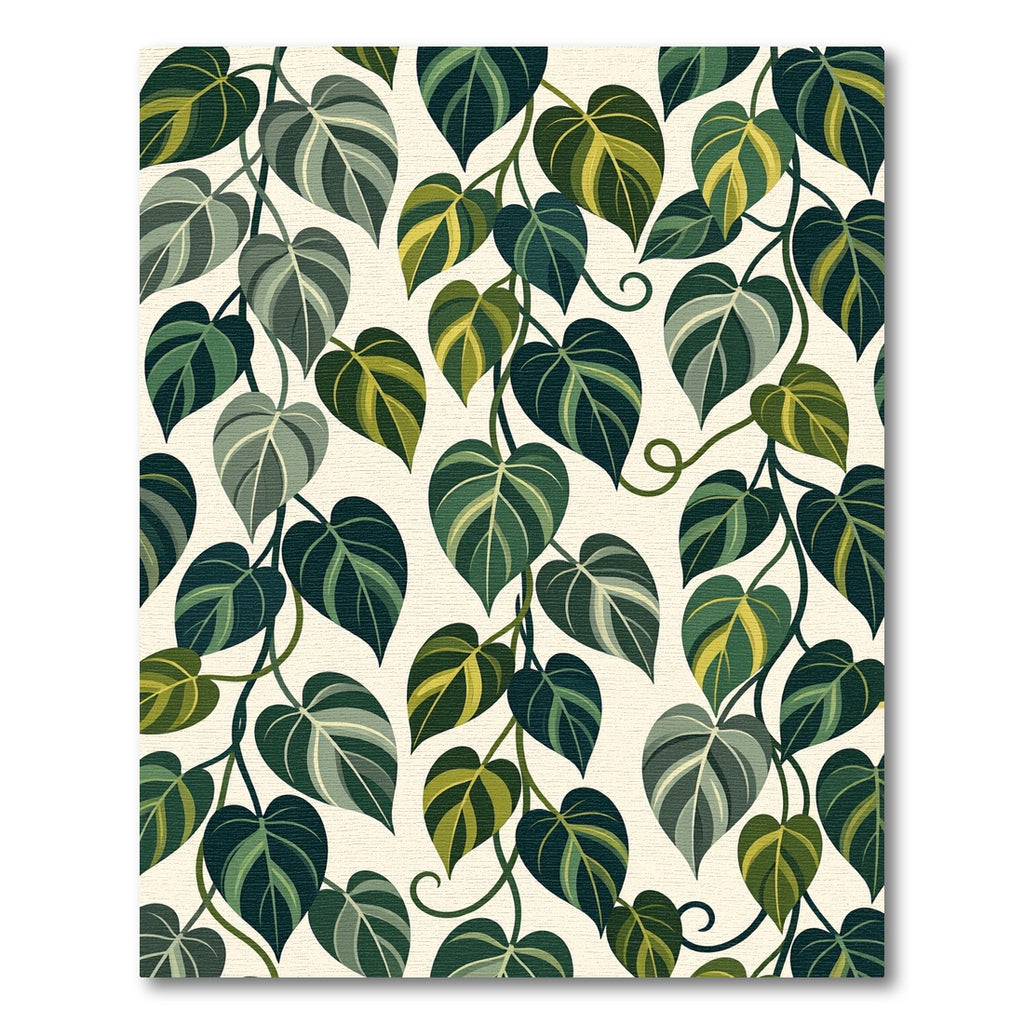 Lush Green Tropical Philodendron Foliage Rug