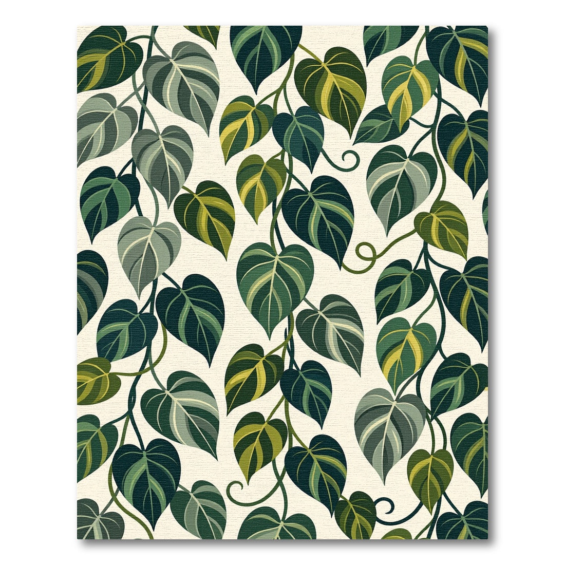 Lush Green Tropical Philodendron Foliage Rug