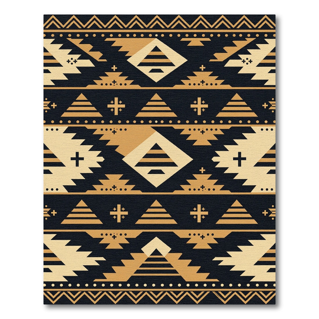 Gold Navajo Inspired Geometric Stripe Rug