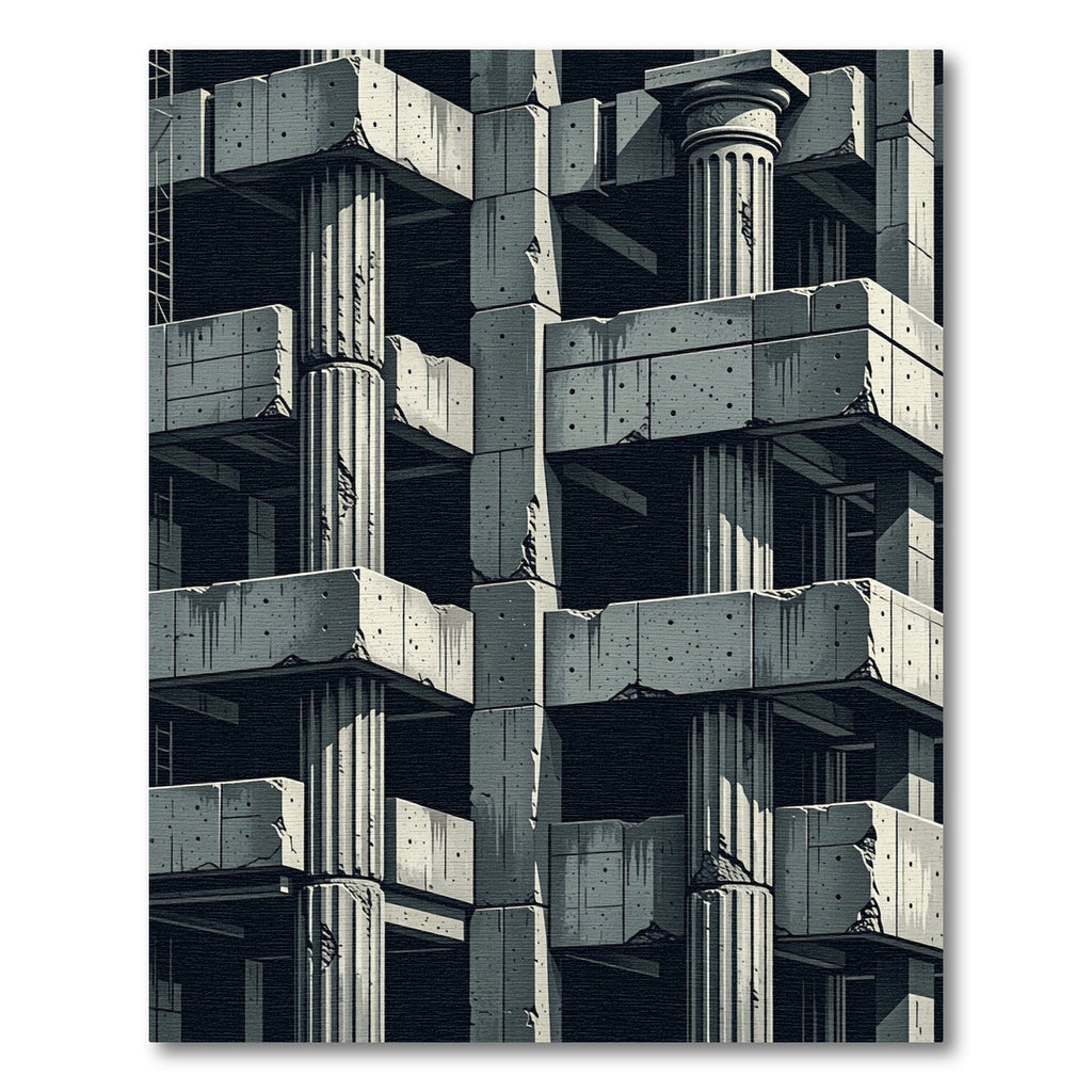 Monochromatic Concrete Column Architectural Texture Rug