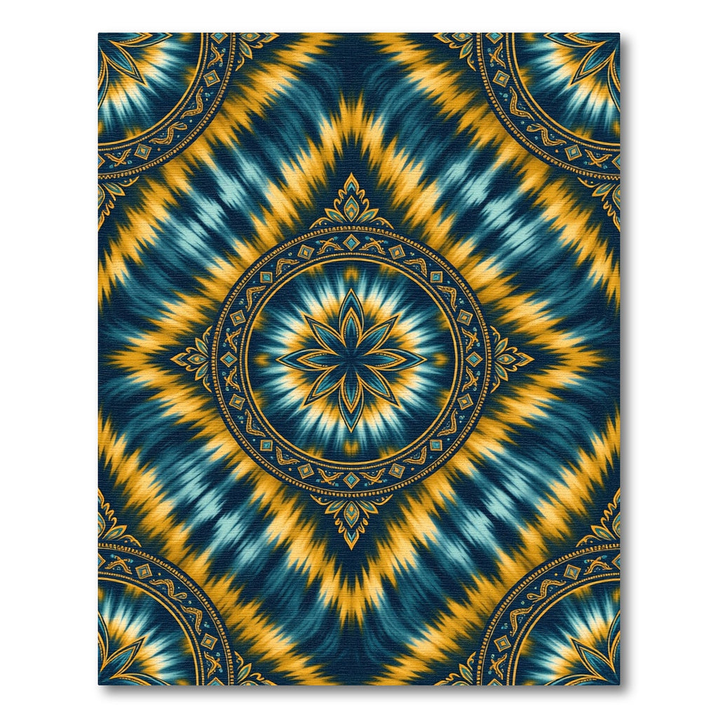Radiant Blue Yellow Mandala Tie Dye Rug