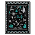 Black Bird Snowflake Winter Scene Rug