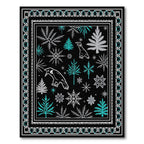 Black Bird Snowflake Winter Scene Rug