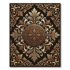Ornate Floral Medallion Sepia Tones Rug