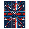 Geometric Hockey Stick and Puck Art Rug