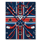 Geometric Hockey Stick and Puck Art Rug
