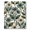Botanical Sage and Cream Floral Illustration Rug