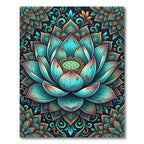 Teal Lotus Mandala Blossoming Art Rug