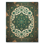 Deep Emerald Floral Arabesque Rug
